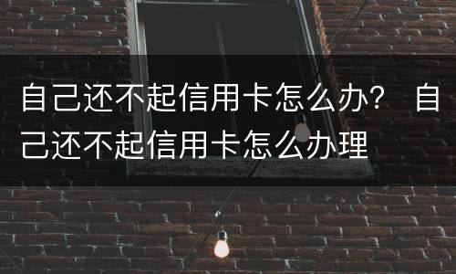 自己还不起信用卡怎么办？ 自己还不起信用卡怎么办理