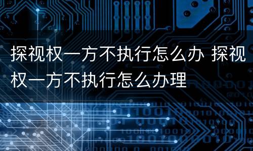 探视权一方不执行怎么办 探视权一方不执行怎么办理