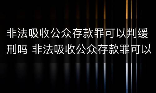 非法吸收公众存款罪可以判缓刑吗 非法吸收公众存款罪可以判缓刑吗