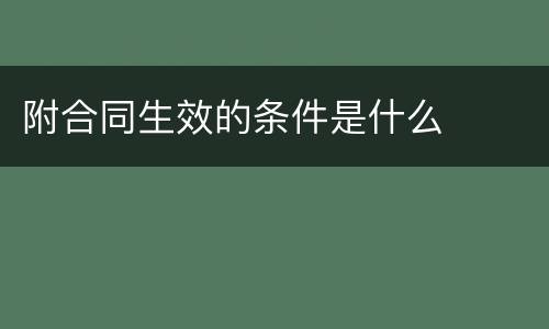 附合同生效的条件是什么