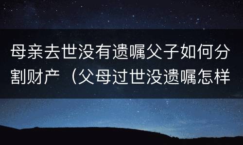 母亲去世没有遗嘱父子如何分割财产（父母过世没遗嘱怎样继承）