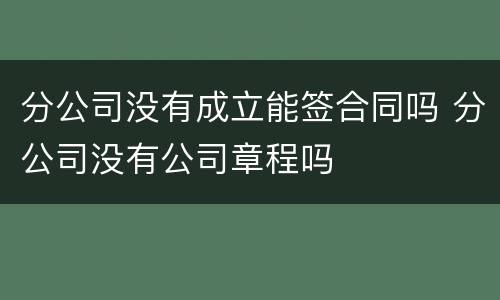 分公司没有成立能签合同吗 分公司没有公司章程吗