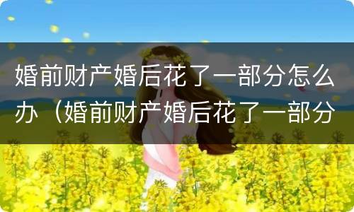 婚前财产婚后花了一部分怎么办（婚前财产婚后花了一部分怎么办离婚）