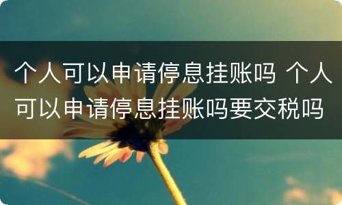 个人可以申请停息挂账吗 个人可以申请停息挂账吗要交税吗