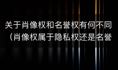 关于肖像权和名誉权有何不同（肖像权属于隐私权还是名誉权）