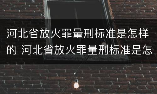 河北省放火罪量刑标准是怎样的 河北省放火罪量刑标准是怎样的呢