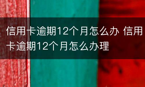 信用卡逾期12个月怎么办 信用卡逾期12个月怎么办理