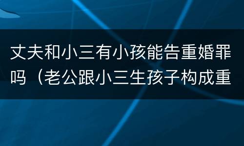 丈夫和小三有小孩能告重婚罪吗（老公跟小三生孩子构成重婚罪）