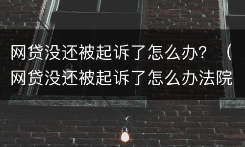 网贷没还被起诉了怎么办？（网贷没还被起诉了怎么办法院会使用什么措施）