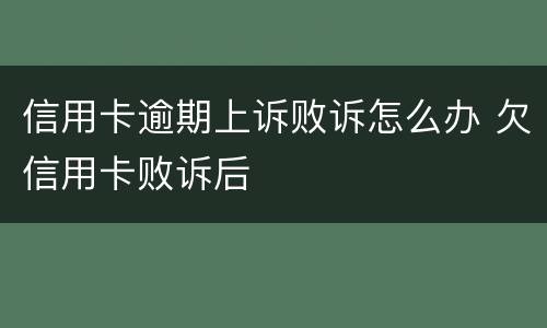 信用卡逾期上诉败诉怎么办 欠信用卡败诉后
