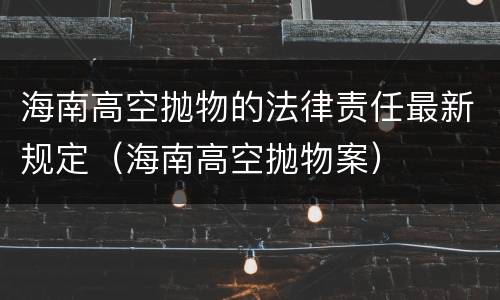 海南高空抛物的法律责任最新规定（海南高空抛物案）
