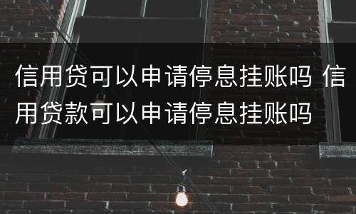 信用贷可以申请停息挂账吗 信用贷款可以申请停息挂账吗