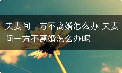 夫妻间一方不离婚怎么办 夫妻间一方不离婚怎么办呢