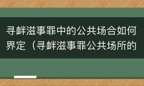 寻衅滋事罪中的公共场合如何界定（寻衅滋事罪公共场所的界定）