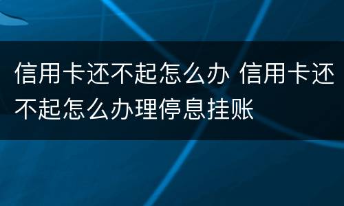 信用卡还不起怎么办 信用卡还不起怎么办理停息挂账