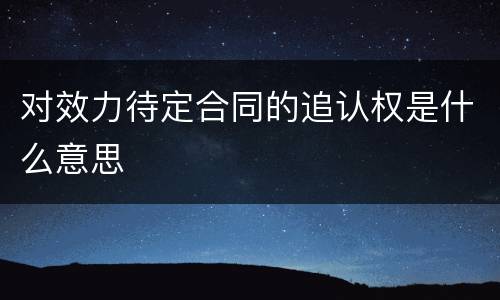 对效力待定合同的追认权是什么意思