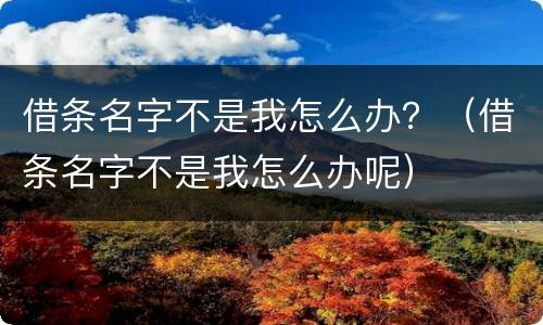 借条名字不是我怎么办？（借条名字不是我怎么办呢）