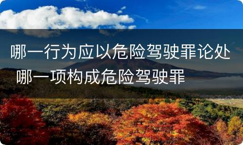 哪一行为应以危险驾驶罪论处 哪一项构成危险驾驶罪