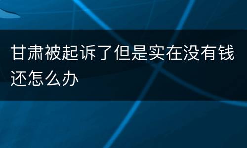 甘肃被起诉了但是实在没有钱还怎么办
