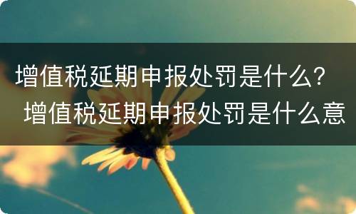 增值税延期申报处罚是什么？ 增值税延期申报处罚是什么意思