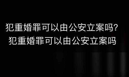犯重婚罪可以由公安立案吗？ 犯重婚罪可以由公安立案吗