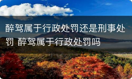 醉驾属于行政处罚还是刑事处罚 醉驾属于行政处罚吗