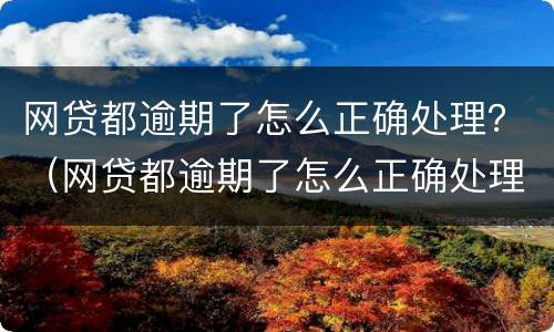 网贷都逾期了怎么正确处理？（网贷都逾期了怎么正确处理）