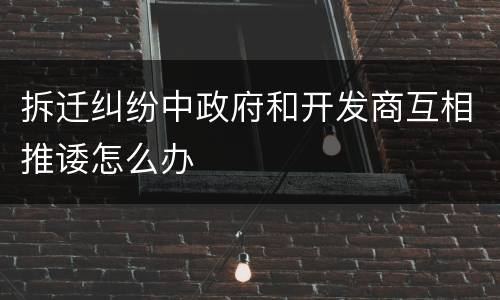 拆迁纠纷中政府和开发商互相推诿怎么办