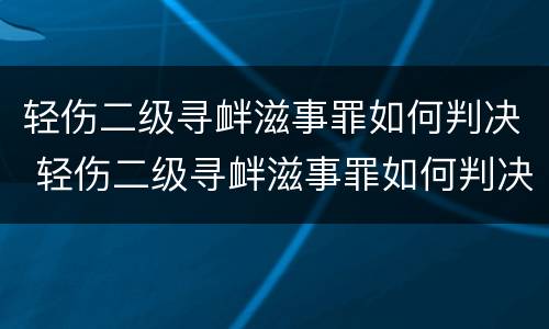 轻伤二级寻衅滋事罪如何判决 轻伤二级寻衅滋事罪如何判决的