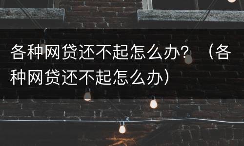 各种网贷还不起怎么办？（各种网贷还不起怎么办）