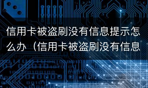 信用卡被盗刷没有信息提示怎么办（信用卡被盗刷没有信息提示怎么办呢）