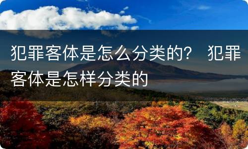 犯罪客体是怎么分类的？ 犯罪客体是怎样分类的