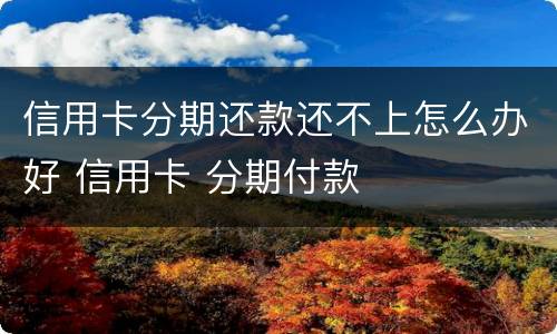 信用卡分期还款还不上怎么办好 信用卡 分期付款