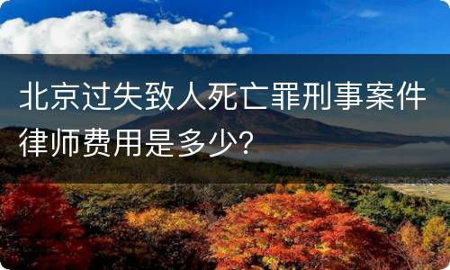 北京过失致人死亡罪刑事案件律师费用是多少？