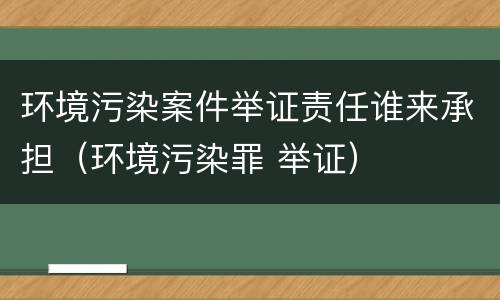 环境污染案件举证责任谁来承担（环境污染罪 举证）