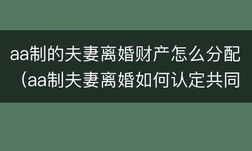 aa制的夫妻离婚财产怎么分配（aa制夫妻离婚如何认定共同财产）