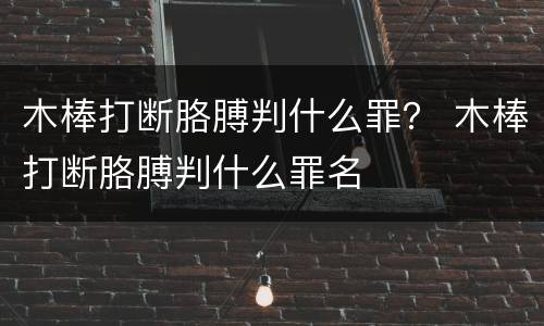 木棒打断胳膊判什么罪？ 木棒打断胳膊判什么罪名