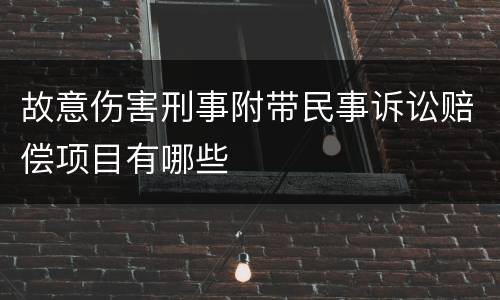故意伤害刑事附带民事诉讼赔偿项目有哪些