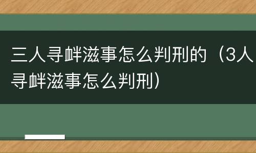 三人寻衅滋事怎么判刑的（3人寻衅滋事怎么判刑）