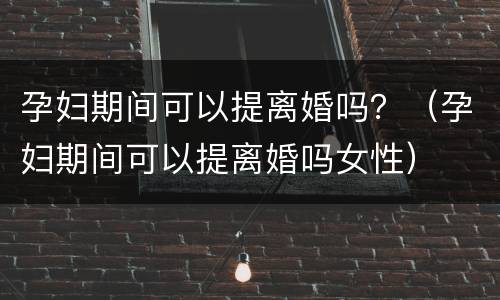 孕妇期间可以提离婚吗？（孕妇期间可以提离婚吗女性）