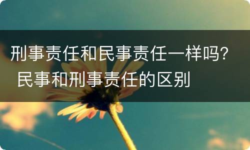 刑事责任和民事责任一样吗？ 民事和刑事责任的区别