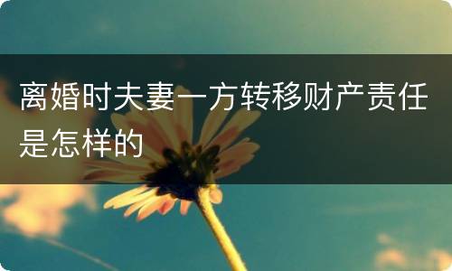 离婚时夫妻一方转移财产责任是怎样的