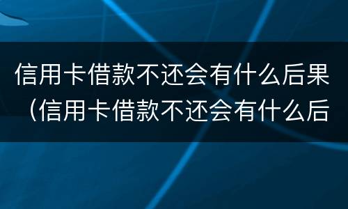信用卡借款不还会有什么后果（信用卡借款不还会有什么后果吗）