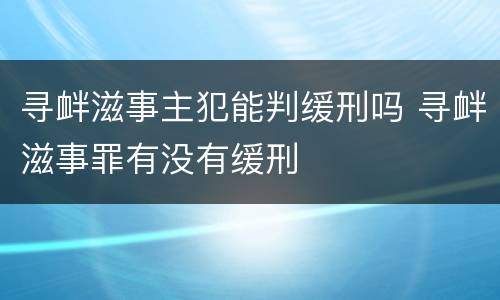寻衅滋事主犯能判缓刑吗 寻衅滋事罪有没有缓刑