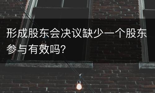 形成股东会决议缺少一个股东参与有效吗?
