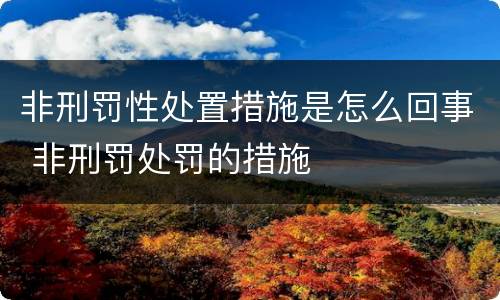 非刑罚性处置措施是怎么回事 非刑罚处罚的措施