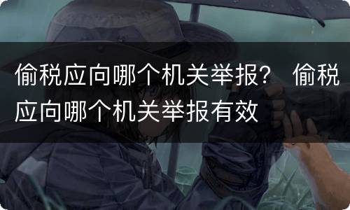 偷税应向哪个机关举报？ 偷税应向哪个机关举报有效