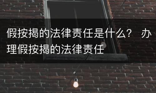 假按揭的法律责任是什么？ 办理假按揭的法律责任