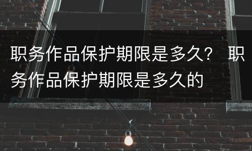 职务作品保护期限是多久？ 职务作品保护期限是多久的
