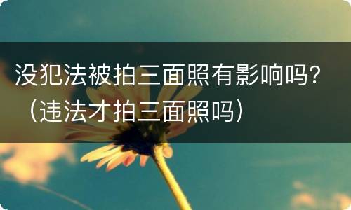 没犯法被拍三面照有影响吗？（违法才拍三面照吗）
